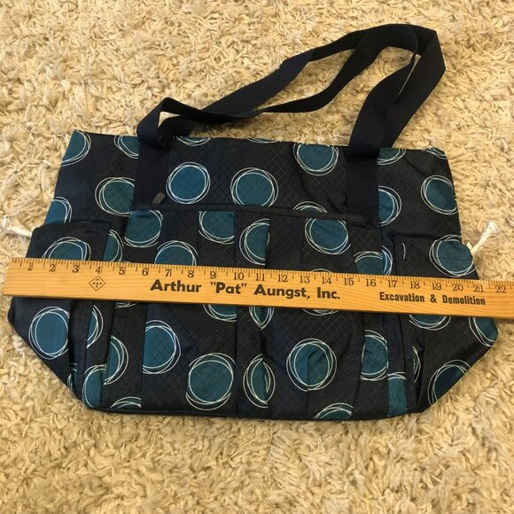 Thirty-One Large Tote Bag Zip Top Organizing Utility Grocery La Di Dot Black Gre - Picture 6 of 7